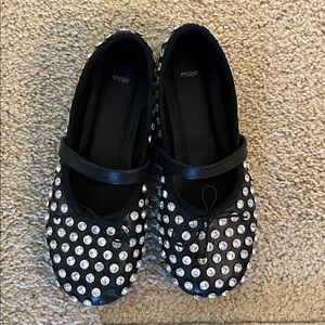Maje Black and White Crystal Polka Dot Mary Janes